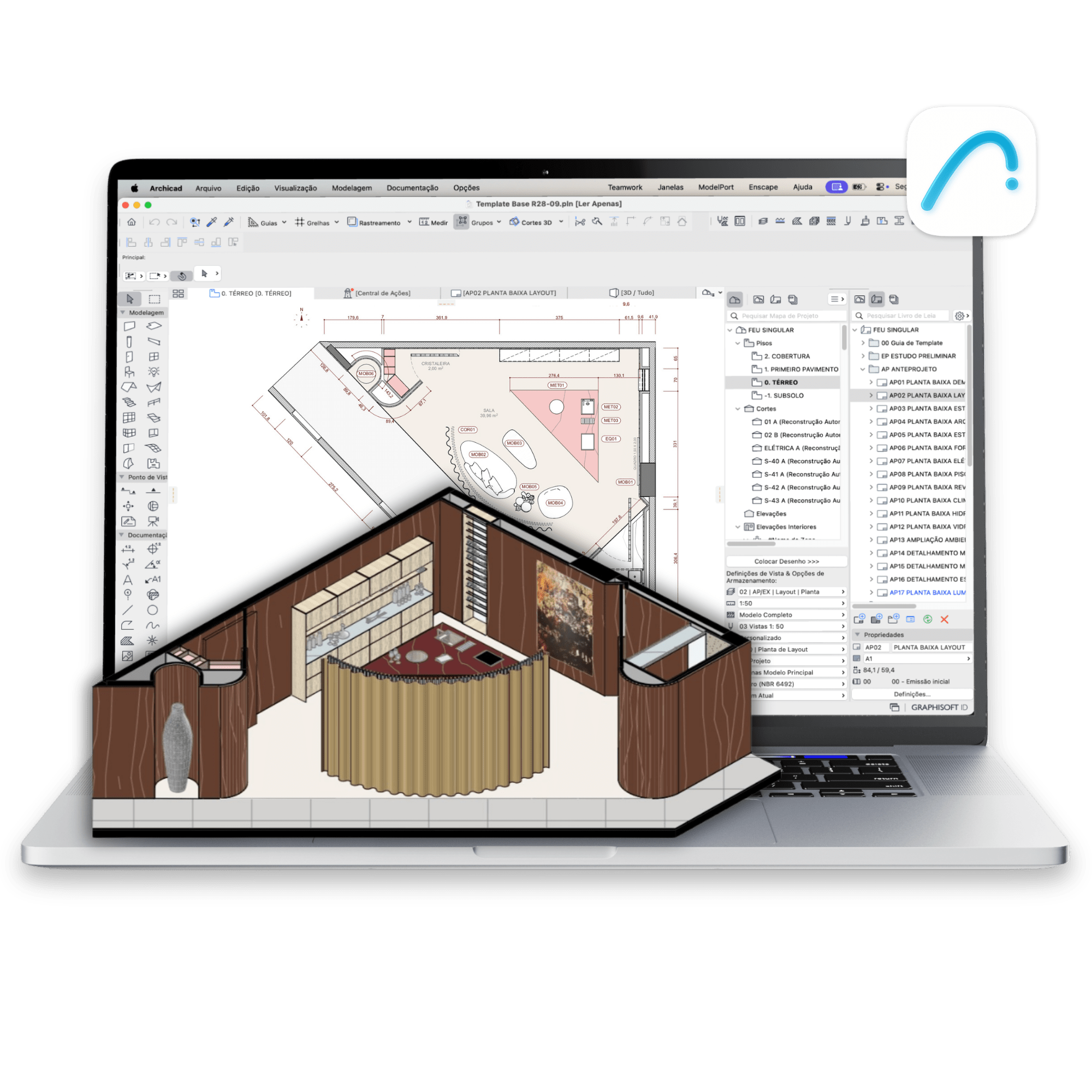Mockup Template de Archicad A Curva + FEU